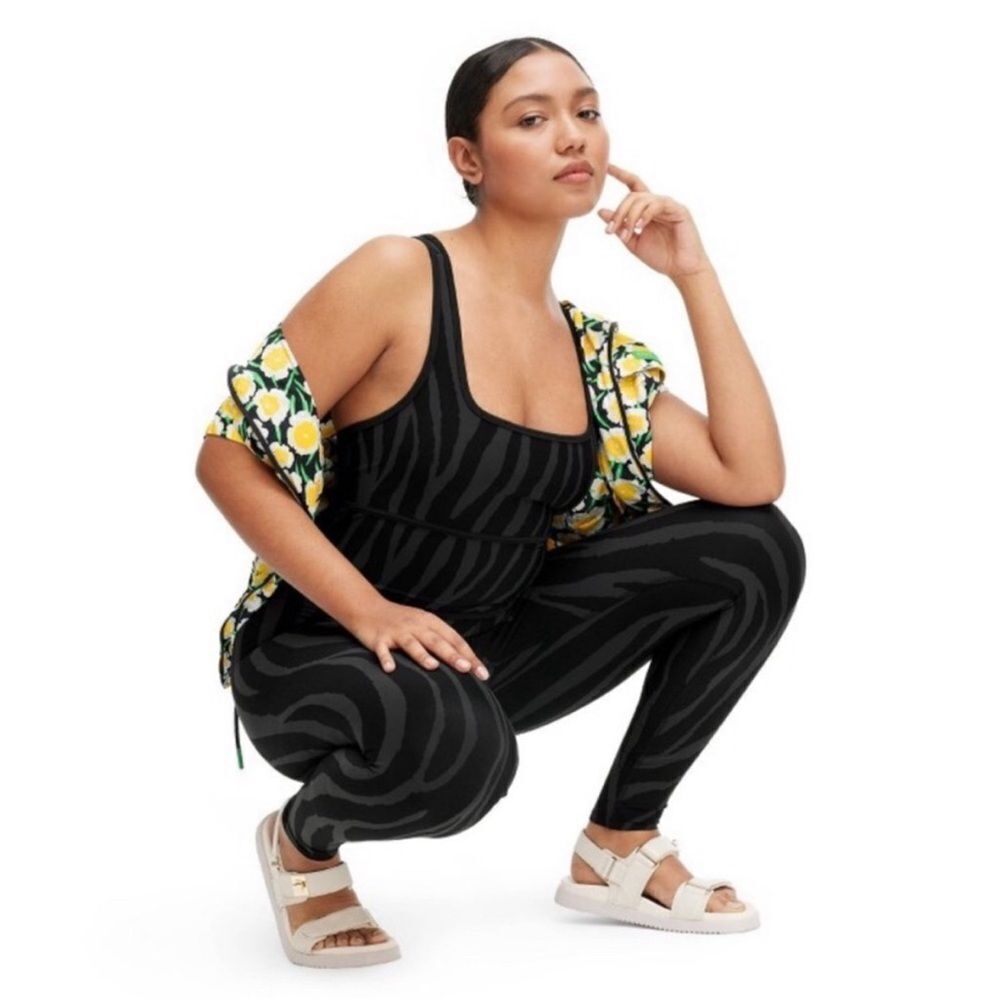 DVF for Target Racerback Active Jumpsuit Leotard Zebra Print Size M